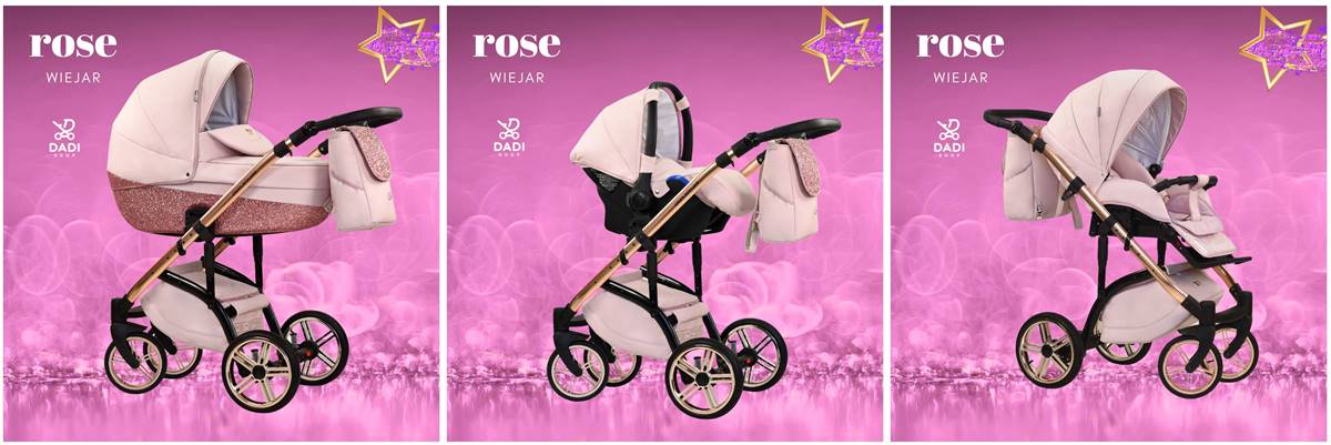 wózek dla dziewczynki zestaw 3w1 - wiejar rose exclusivie 